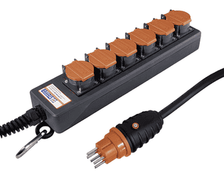 Steffen Steckdosenleiste PROFESSIONAL, T15 Steckdosen, 10 A, GdV 5 x 1.5mm², IP55, schwarz/orange, diverse Ausführungen