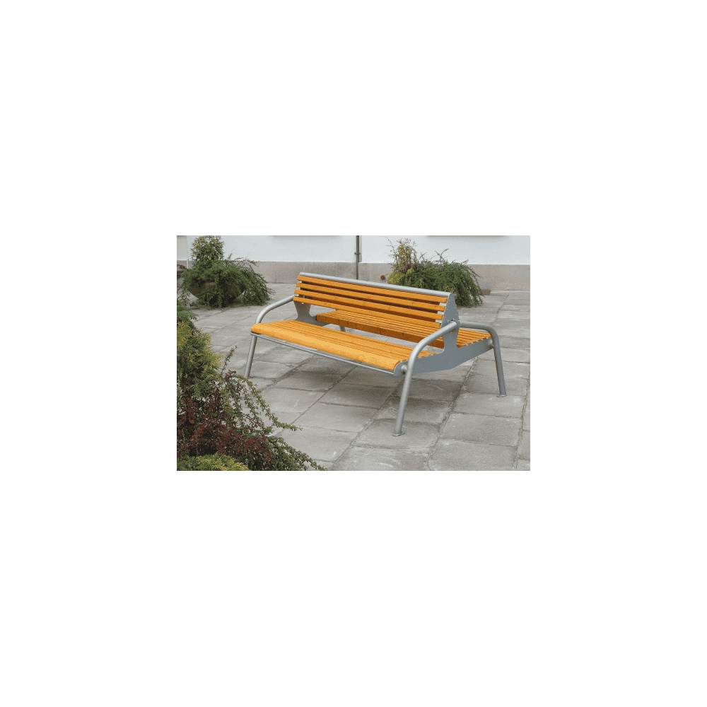Banc double en bois et acier galvanisé à chaud 

