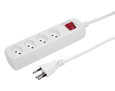 Steffen Steckdosenleiste POWER EASY, 2 Stück (VPE 2), IP20, 1.5 m Kabel, mit Schalter und Überstromschutz, weiss