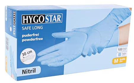 Nitril-Einweghandschuh Hygostar Safe Long, 100 Stück, blau