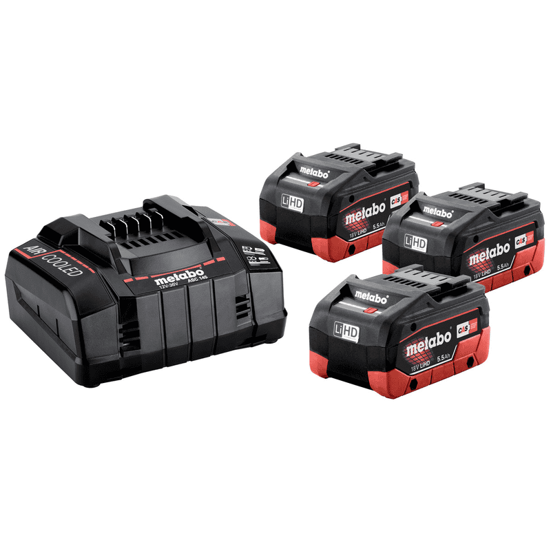 Metabo Basis-Set LiHD, 3 x 5.5 Ah und Schnellladegerät ASC 145