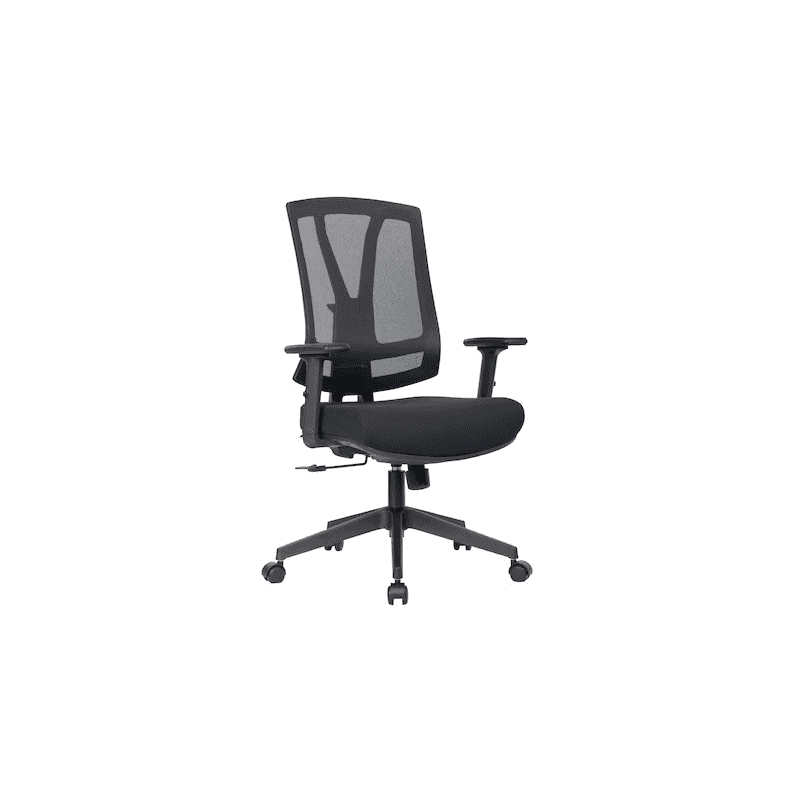 Chaise de bureau Orion I avec accoudoirs et dossier en maille, réglable en hauteur, noir