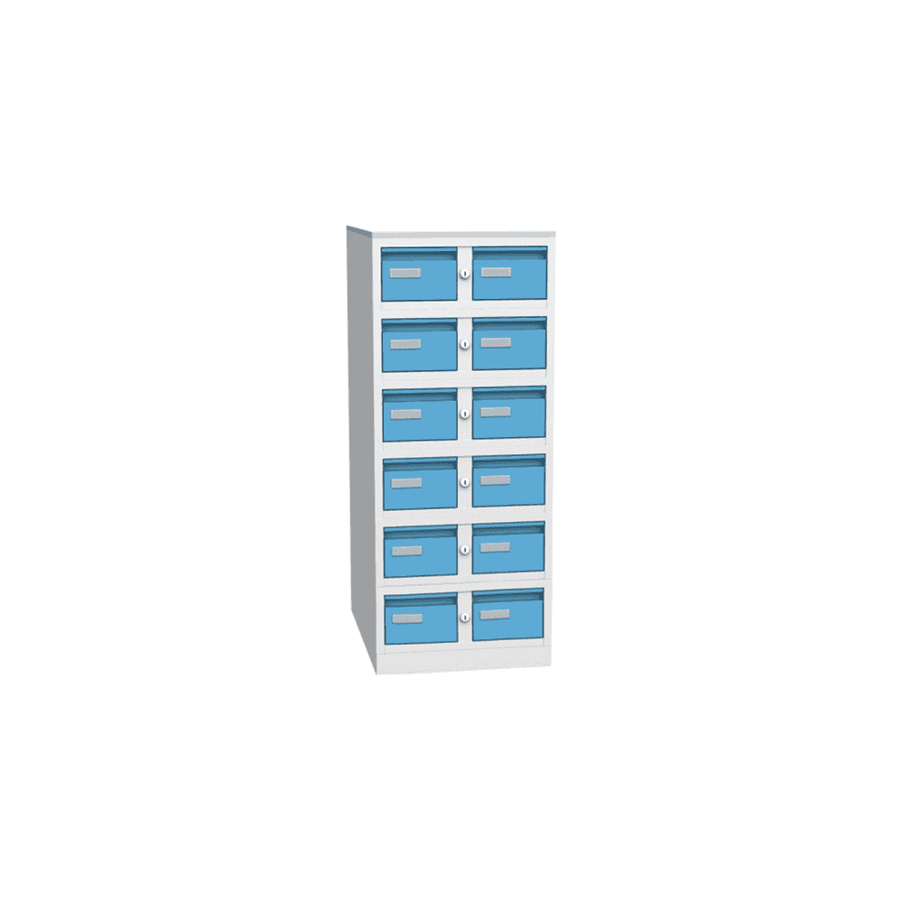 Karteischrank - abschliessbar - grau-blau, RAL 7035 / RAL 5012 für Formate DIN A5 und A6