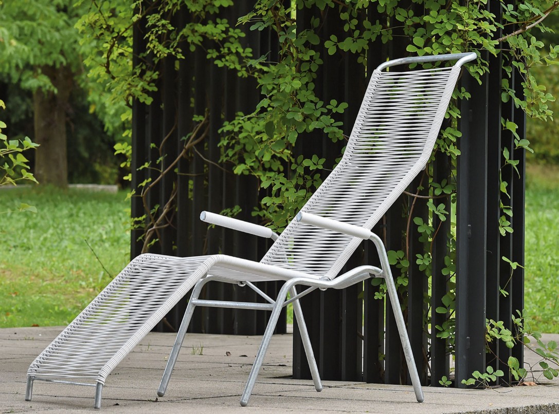 Schaffner Chaise longue spaghetti SÄNTIS avec accoudoirs, en diverses couleurs