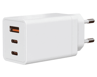 Steffen GaN Ladeadapter 67 W PD, 1 × USB-A + 2 × USB-C, weiss