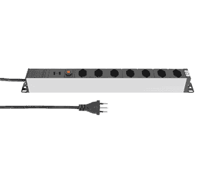Steffen Multiprise ALU MODULAR SILVER, 7 x T13 et 2 x USB-A, 10 A, IP20, câble de 3 m, argent/noir