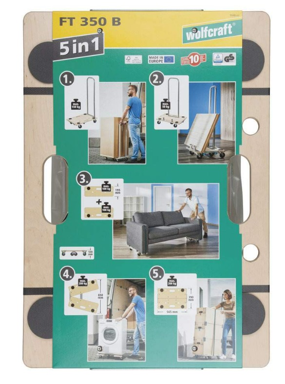 Wolfcraft Möbelroller FT 350 B Birkensperrholz, LxBxH 565 x 960 x 390 mm