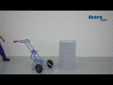 Chariot pour fûts avec 2 roues d'appui, tube d'acier soudé, revêtement par poudre