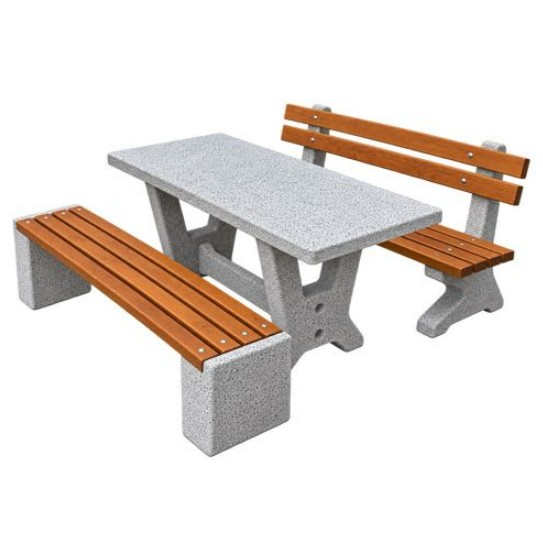 BETY Sitzbank ohne Rückenlehne aus Beton und Holz, LxBxH 1710 × 380 × 450 mm