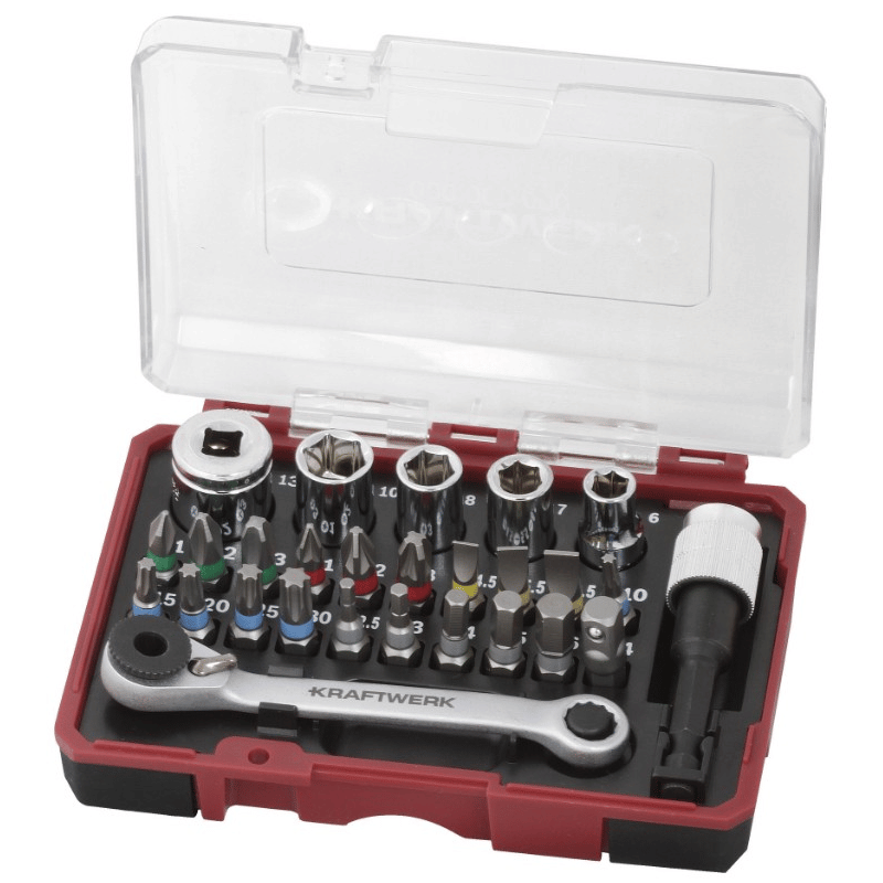 KRAFTWERK Bit-Box mit Mini-Ratschenschlüssel und S2-Stahl-Bits
