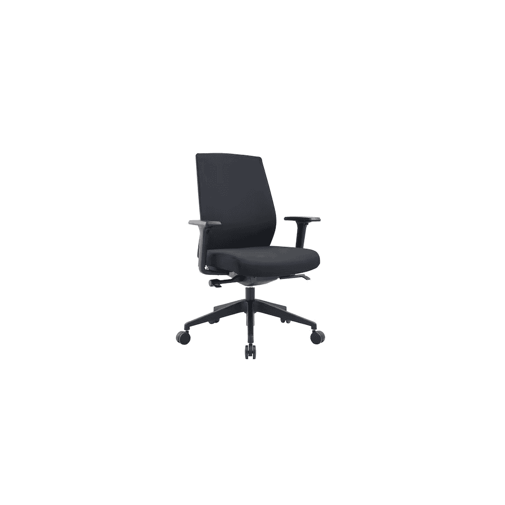 Chaise de bureau Phoenix avec accoudoirs, mécanisme synchrone automatique, noir, réglable en hauteur