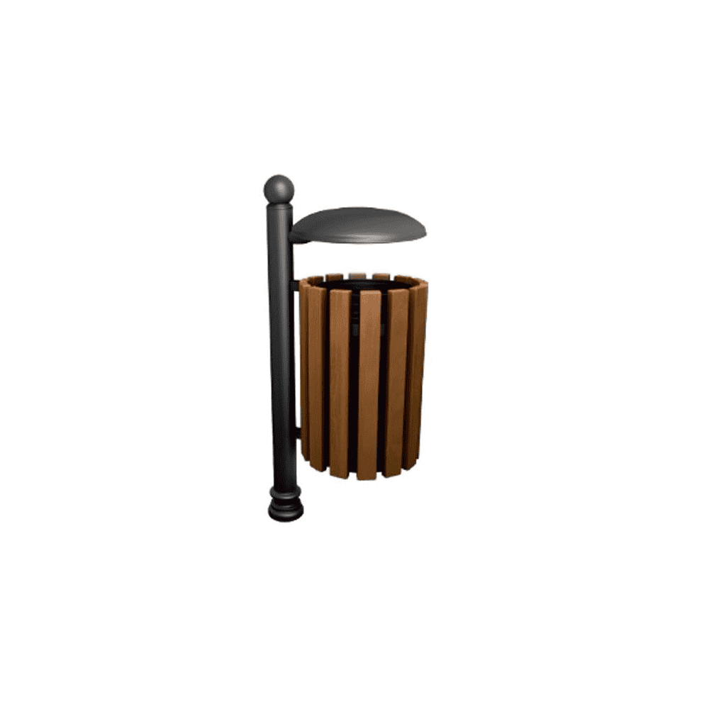 Poubelle ronde, imitation bois, en deux versions