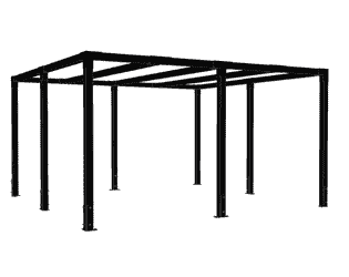 PLUS Pergola Cubic en bois, noir RAL 9005, L x P x H 3870 x 3870 x 2170 mm