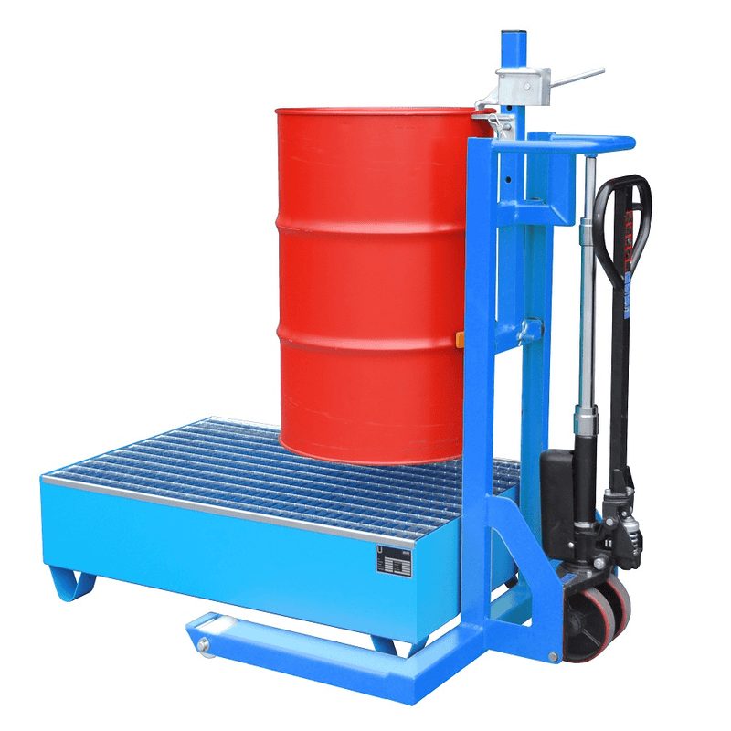 Fassheberoller für 110 l bis 220 l - Typ FHR 600 G | mit Zugdeichsel und Rollen | Hubhöhe 600 mm | Tragkraft 300 kg