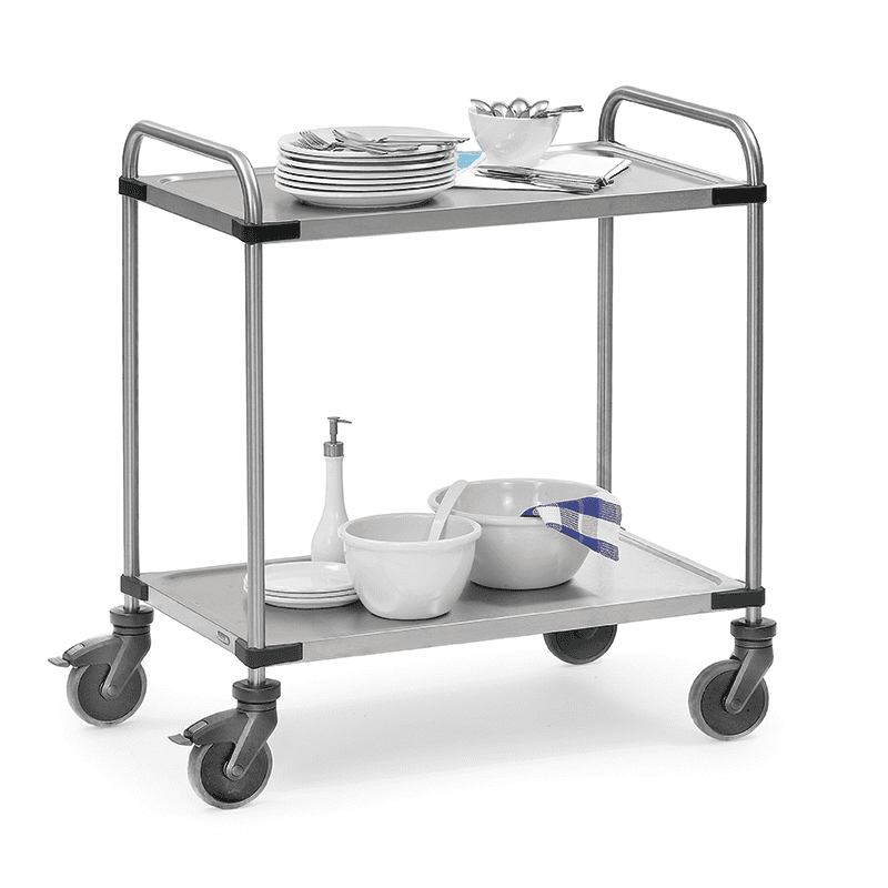 Etagenwagen aus Edelstahl mit 2 Böden