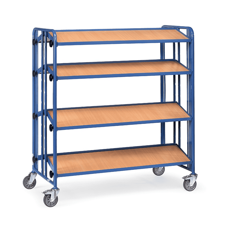 Fetra Chariot de montage avec 4 plateaux inclinables en bois, version double face