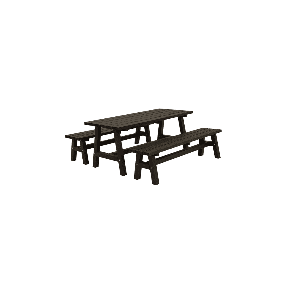 Country table et banc de jardin, trois coleurs, 1770 x 1810 x 760 / 450 mm