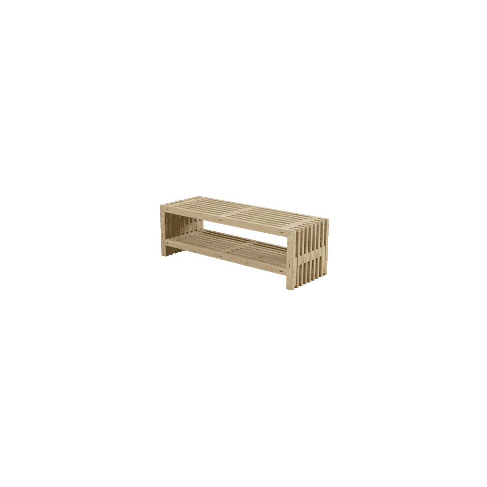 Banc rustique, deux couleurs, deux longueurs, avec ou sans étagère