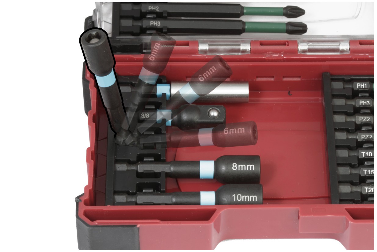 KRAFTWERK Bit Box Profi Impact Control 1/4", 29-teilig, S2-Stahl Impact-Torsionsbits, PH/PZ/TX
