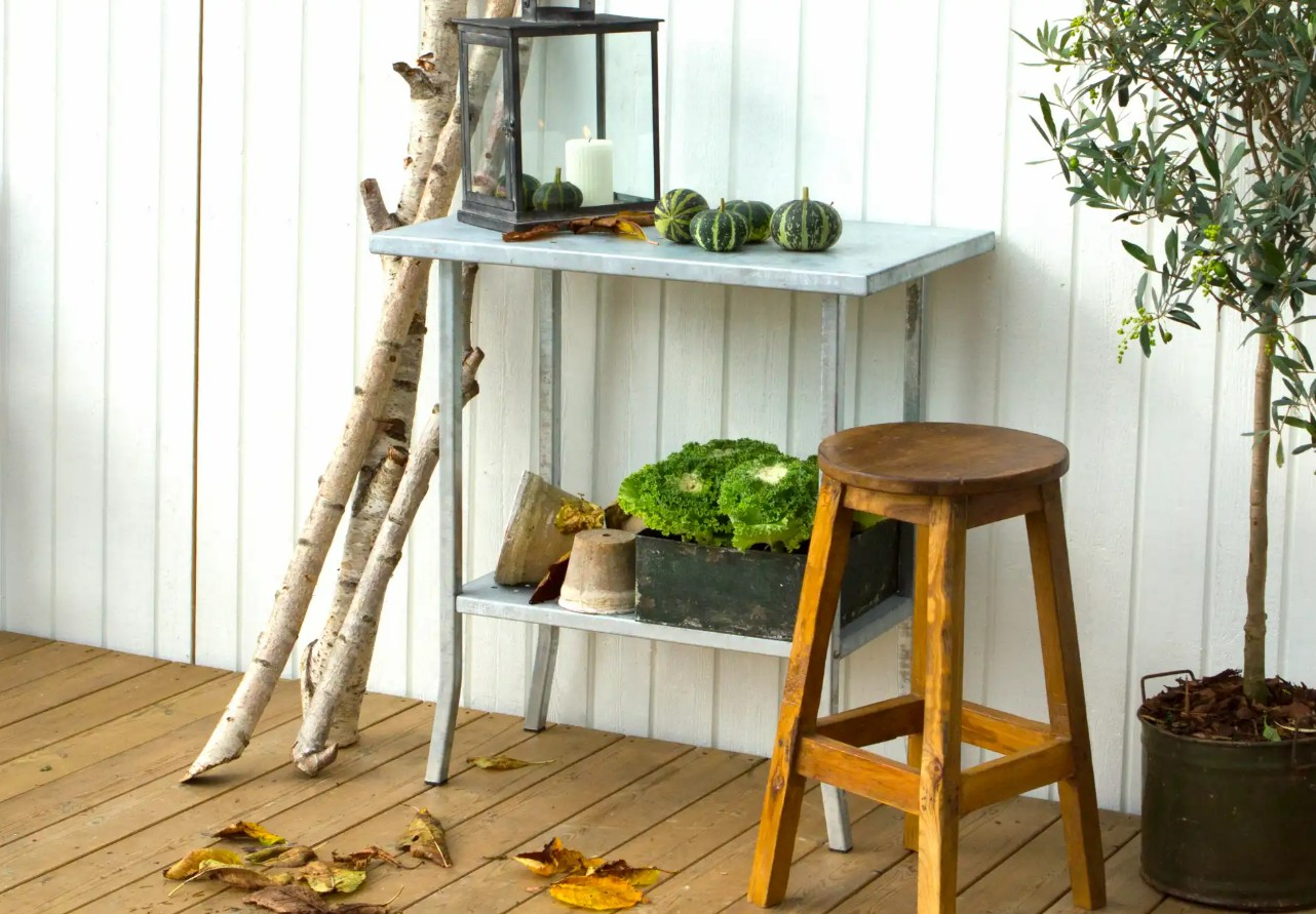 PLUS Table de jardinage en acier galvanisé à chaud, L x L x H 750 x 450 x 800 mm
