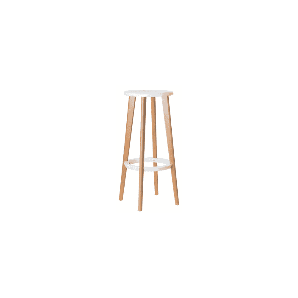 Tabouret de bar Paperflow Meet, bois, blanc, lot de 2 pièces