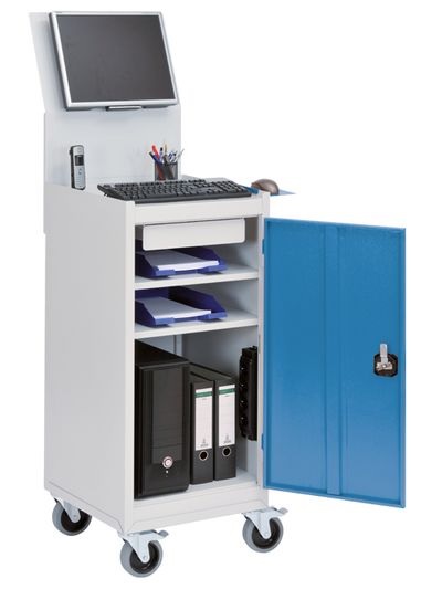 Bedrunka+Hirth Mobiler Computerschrank mit Monitorhalterung, 500 x 500 x 1725 mm