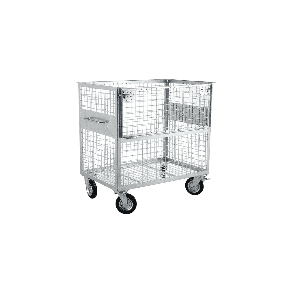 Caisse grillagée chariot en acier, pour la collecte de déchets, 1260 x 780 x 1170 mm, 800 litres