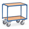 Fetra Etagen-Roller mit 2 Plattformen aus Holz, Pulverbeschichtet blau RAL 5007