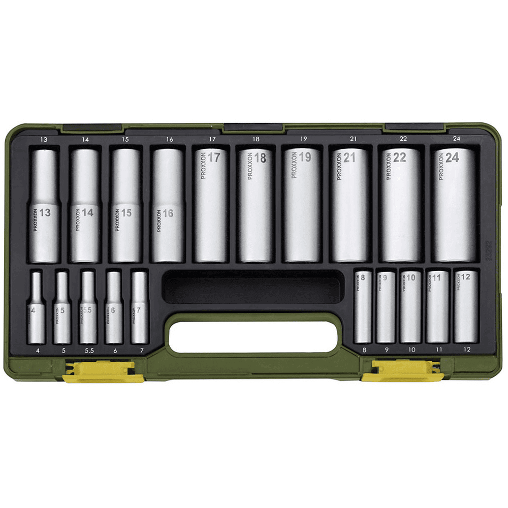 Proxxon Tiefbett-Steckschlüsselsatz 1/4" + 1/2" 20-teilig