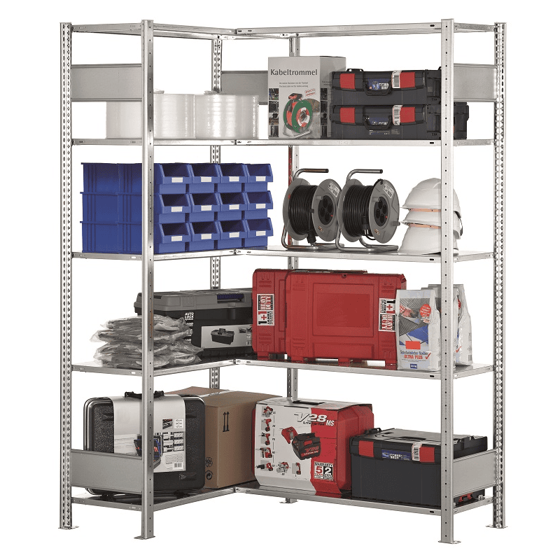 Schulte Fachboden-Eckregal, modulares Stecksystem, verzinkt oder RAL 7035