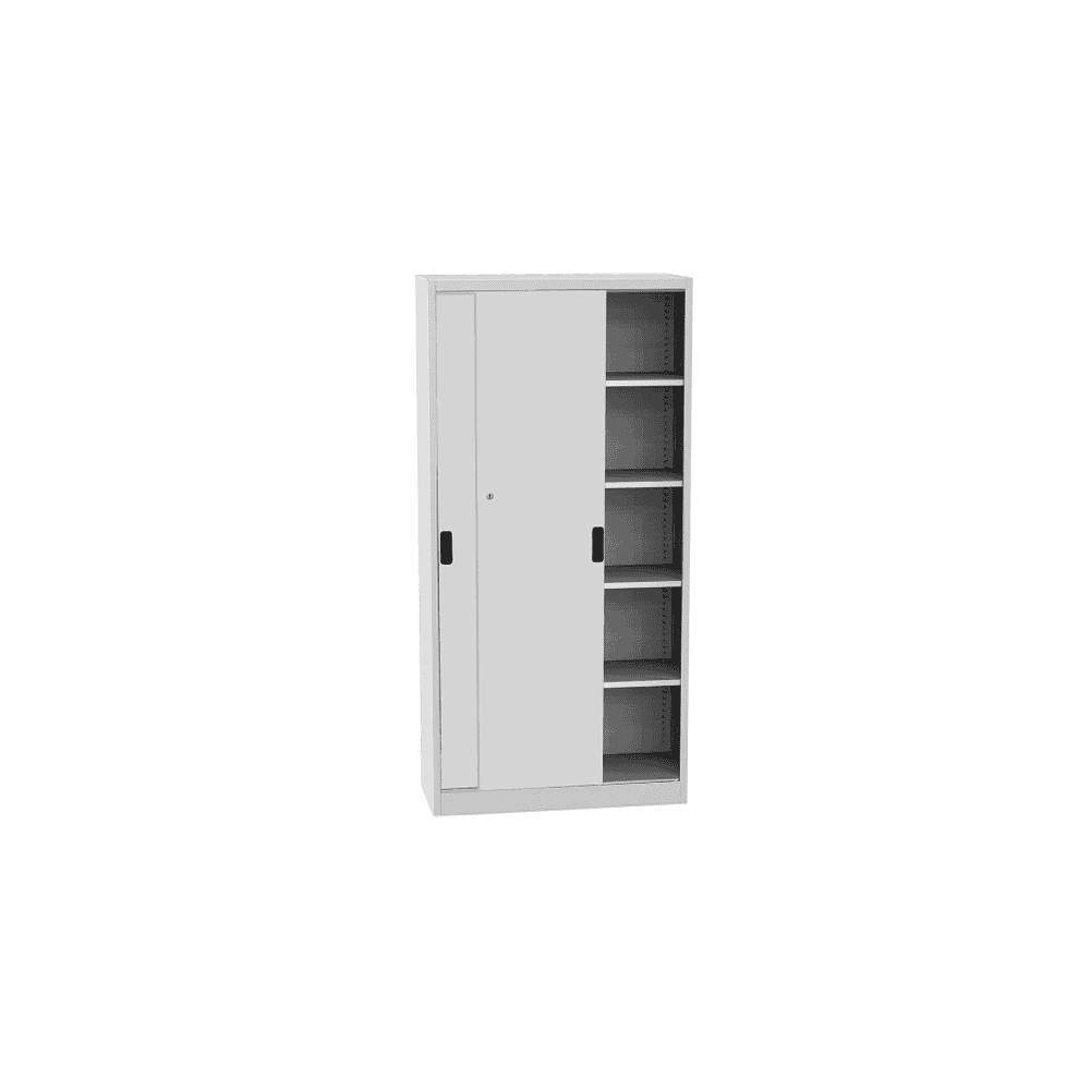 Universalschrank abschliessbar, mit zwei Schiebetüren, RAL 7035
