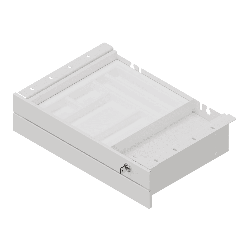 Kurze Unterbauschublade für Schreibpulte, Doppel-Schubladen, 464 x 305 x 111 mm