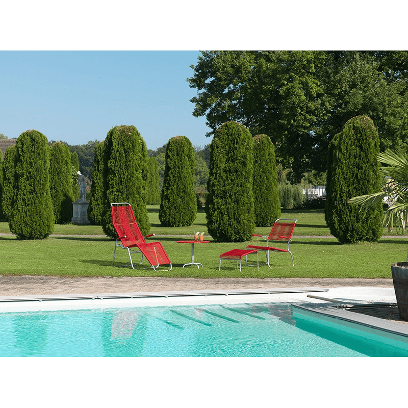 Schaffner Chaise longue spaghetti BRISSAGO, patins avec accoudoirs, empilable