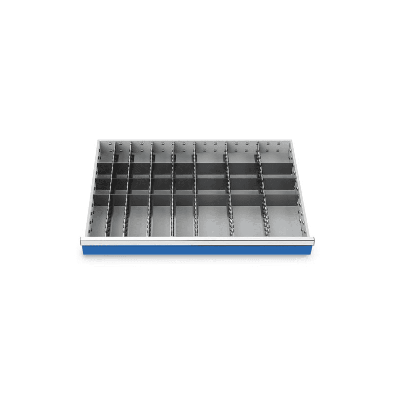 Compartimentage des métallique set 31 pièces, R 36-24, dimension utiles des tiroirs 900 x 600 mm, en 5 hauteurs de façade