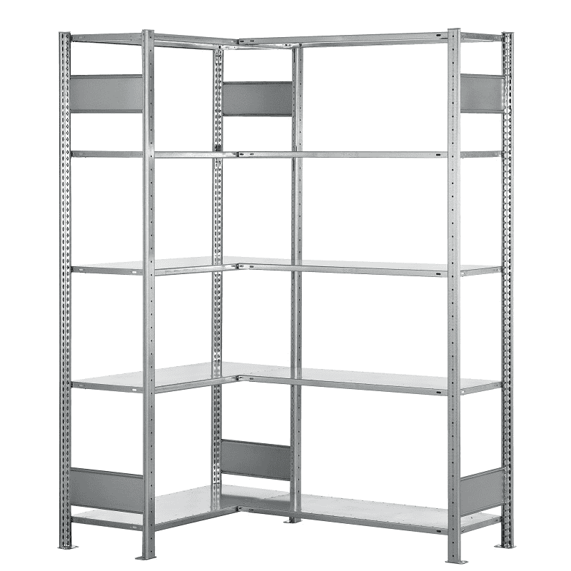 Schulte Fachboden-Eckregal, modulares Stecksystem, verzinkt oder RAL 7035
