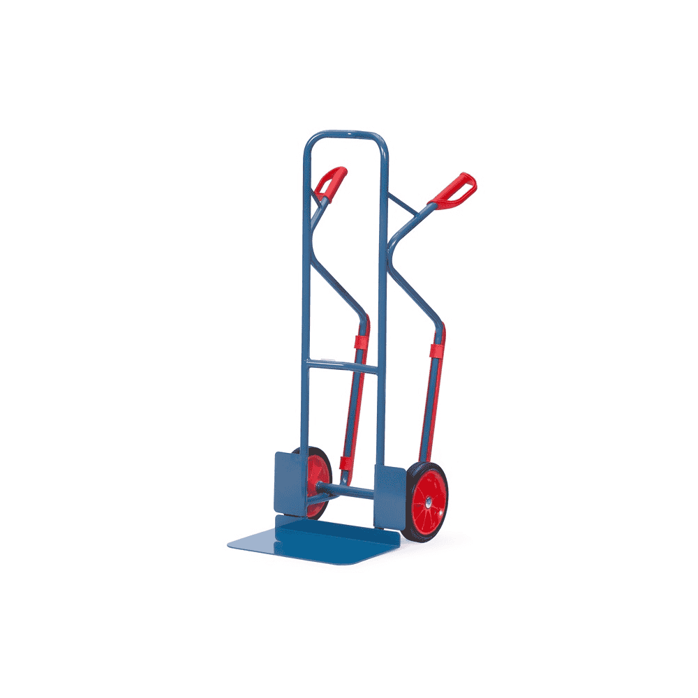Fetra Diable en tube d'acier, hauteur 1300 mm, patins en plastique, bavette extra large