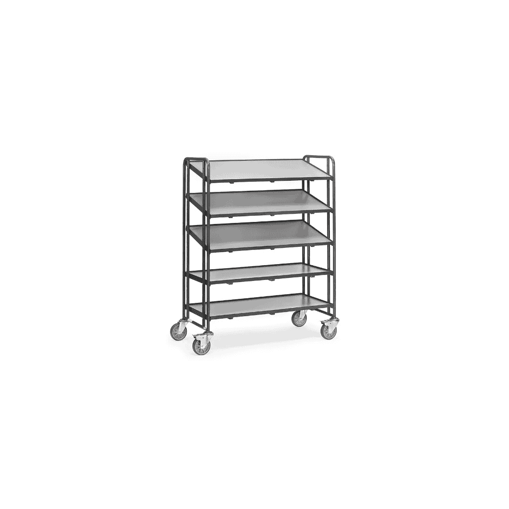 Eurokastenwagen "GREY EDITION", 5 Etagenrahmen mit Holzwerkstoffplatte, Rand 13 mm hoch, 1372 x 685 x 1686 mm