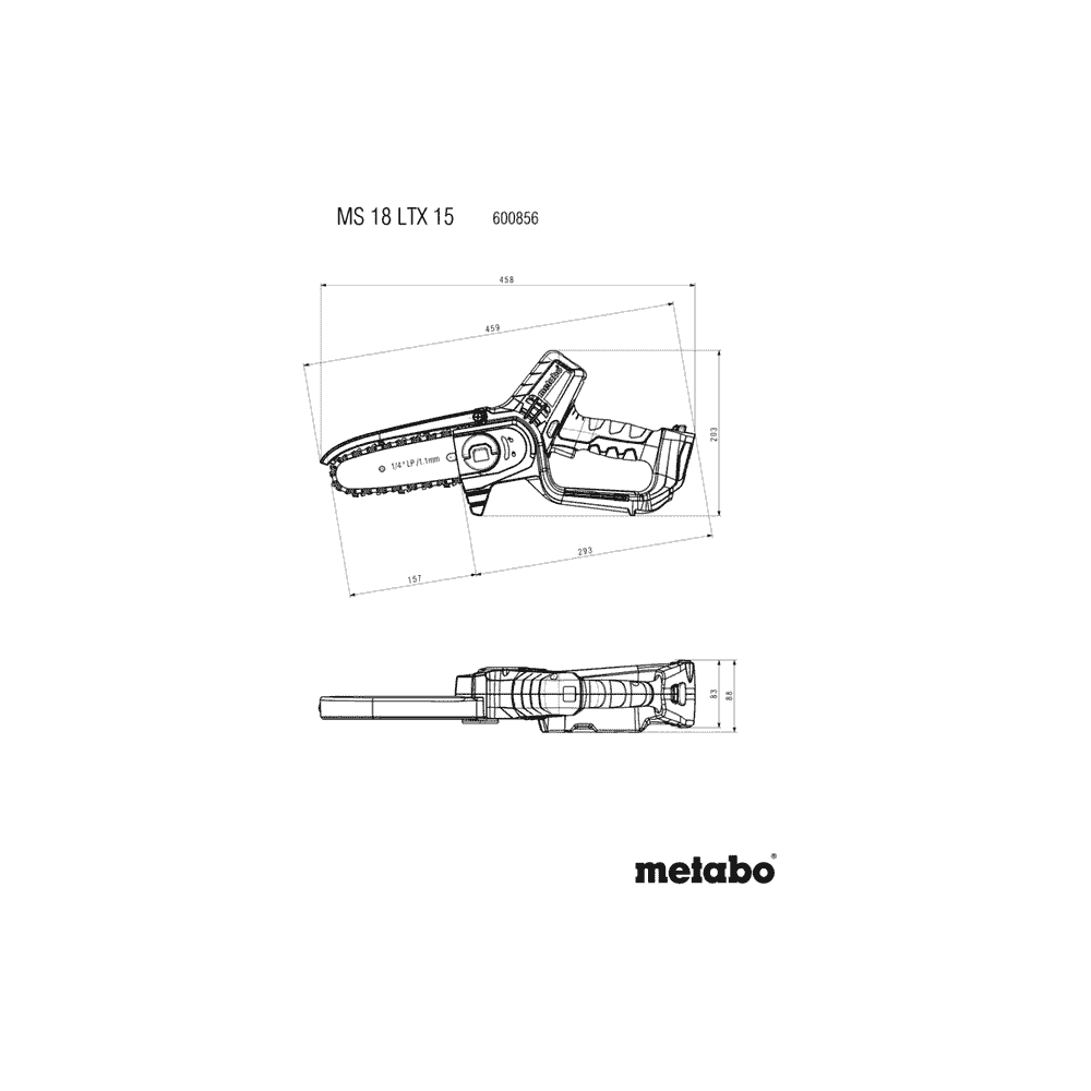 Metabo Akku-Gehölzsäge MS 18 LTX 15, 18 V in drei Ausführungen