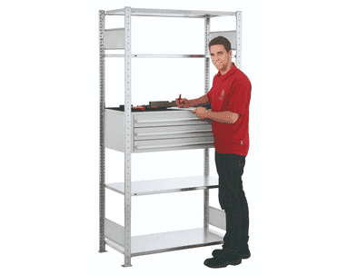 Schulte rayonnage à tiroirs, charge admissible par tablette 150 kg, en 2 versions