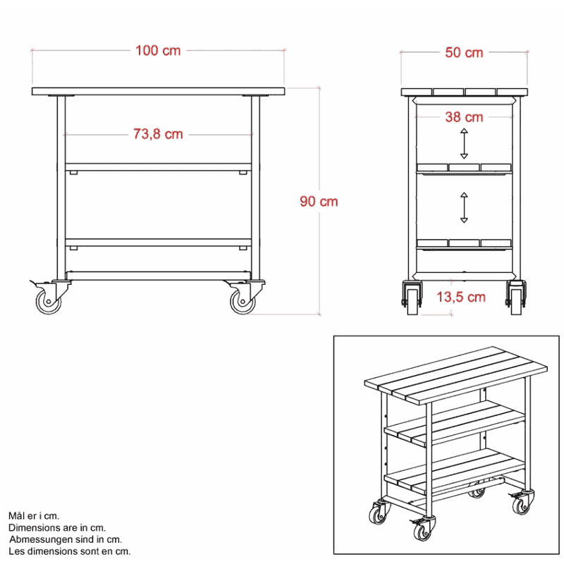 PLUS Table de barbecue et jardinière Urban Picnic avec étagère, en ThermoWood®, structure noire