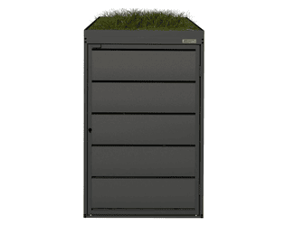 Abri pour poubelles avec toit végétalisé, pour poubelles de 240 litres, en acier galvanisé, anthracite RAL 7016, disponible en plusieurs modèles