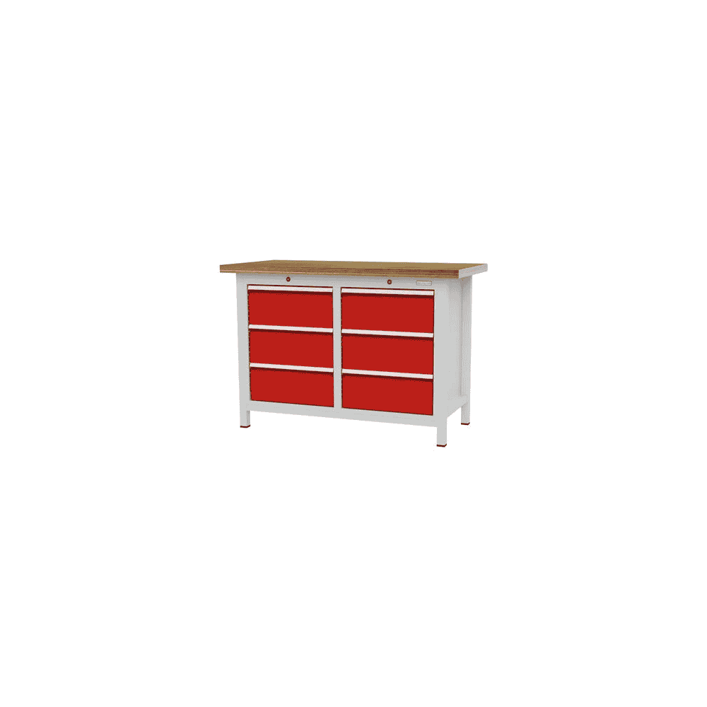 Bedrunka+Hirth Kastenwerkbank, R 18-16, 6 Schubladen, BxTxH 1250 x 600 x 859