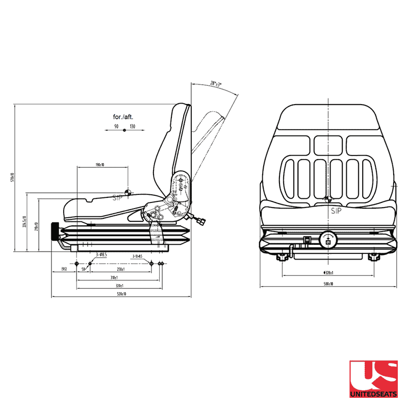 Kompakter Gabelstaplersitz UnitedSeats MGV25 PVC, langlebig und vielseitig