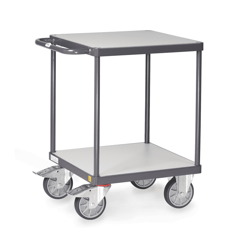 Fetra ESD-Tischwagen mit 2 Lenk- und Bockrollen, 737 x 609 x 867 mm, quadratische Ladefläche