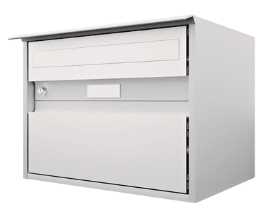 Huber Briefkasten Alu 400 aus Aluminium mit klassischer Front, Weissaluminium RAL 9006