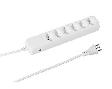 Steffen Steckdosenleiste POWER EASY, 6 x T13 Steckdosen, IP20, 1.5 m Kabel, mit Überstromschutz und Reset-Knopf, weiss