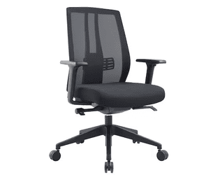 Chaise de bureau Pegasus avec dossier et accoudoirs en maille, noir