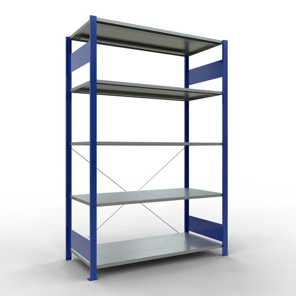 Schulte Fachbodenregal, modulares Stecksystem, einseitig nutzbar, RAL 5010 / verzinkt