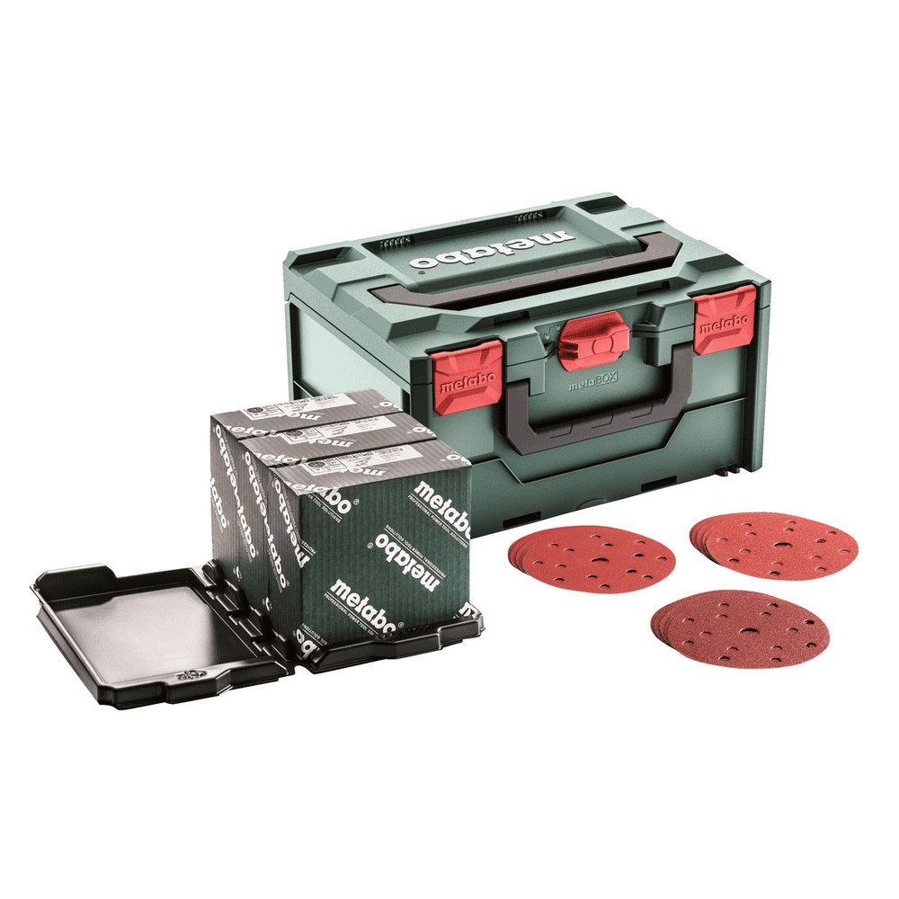 Metabo Set d'abrasifs "multi-hole" metaBOX Ø 150 mm, bois + métal