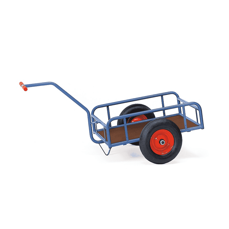 Fetra Handwagen mit Geländer, pulverbeschichtet, brillantblau RAL 5007